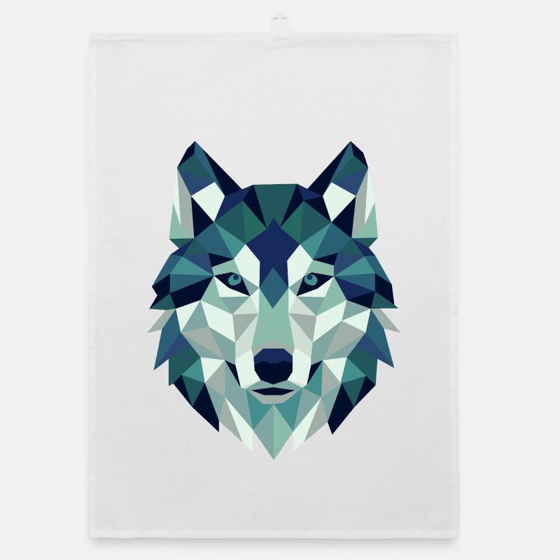 Wolf Head Polygon Geometry Organic dish towel