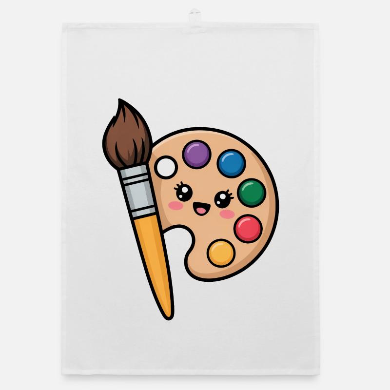 Maler Pinsel und Farb-Palette Organic Geschirrtuch