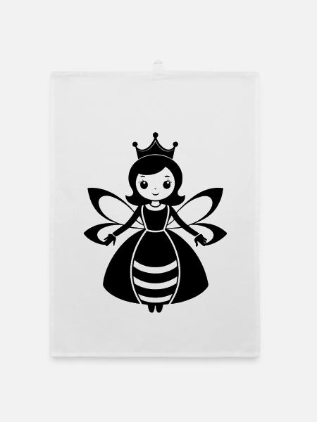 Niedliche Queen Bee - Organic Geschirrtuch - Weiß - Vorne