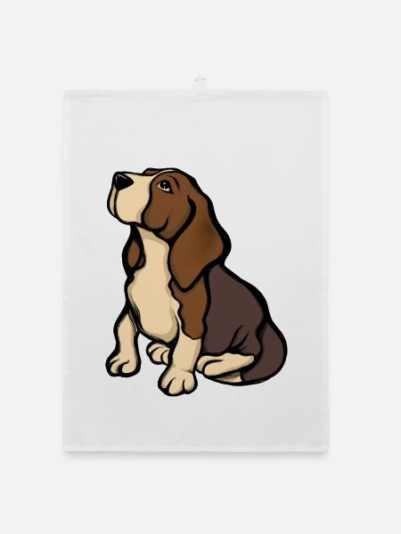 Beagle-Porträt in warmen Tönen - Organic Geschirrtuch - Weiß - Vorne