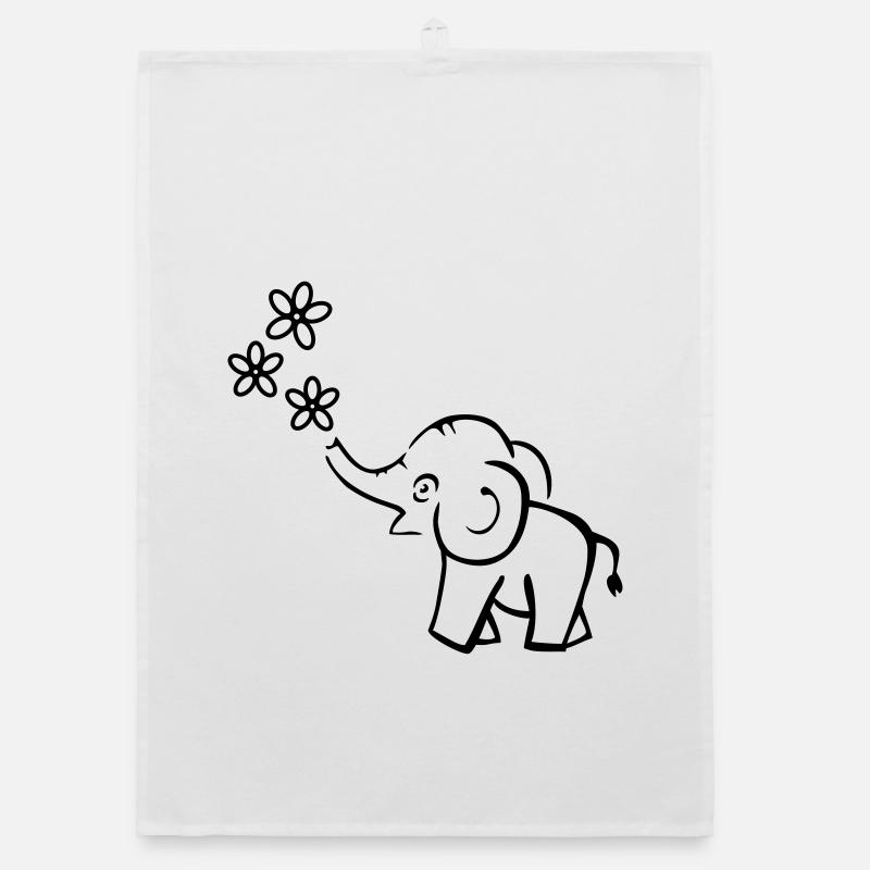 elephant - Torchon bio - blanc