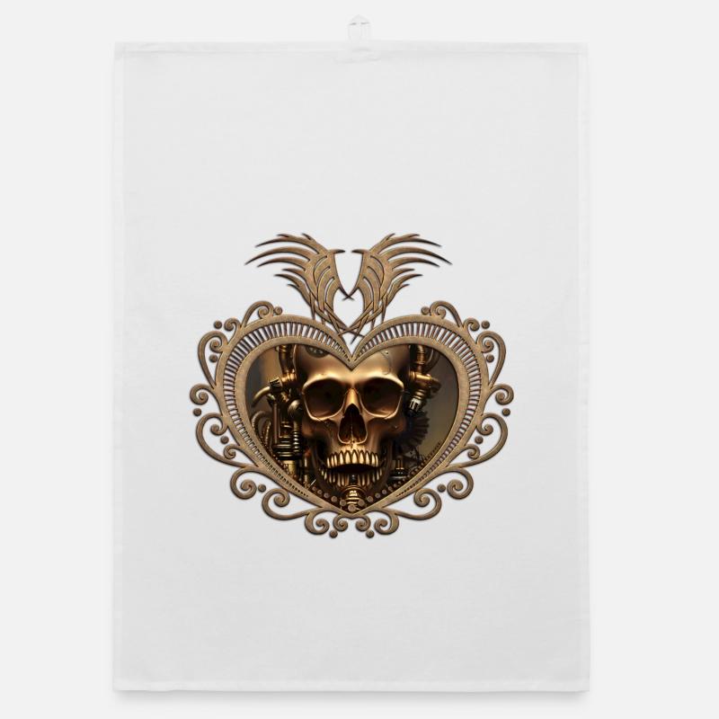 Superbe crâne steampunk doré Torchon bio