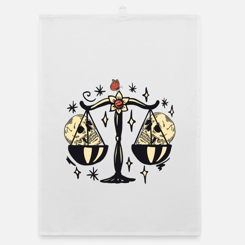 Libra with skulls Organic dish towel