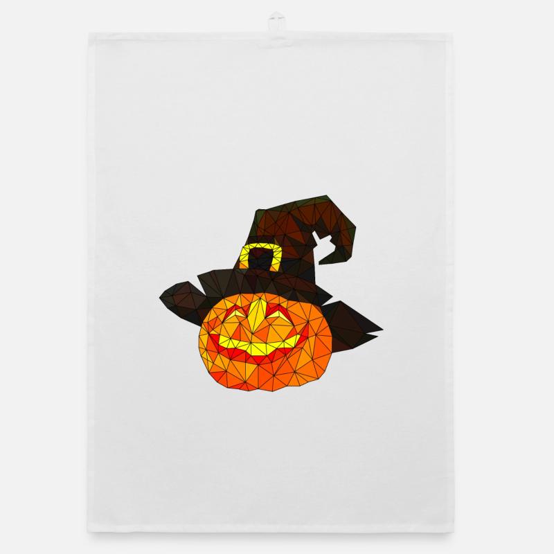 Polygonal Halloween Pumpkin Triangular Poly Art Organic dish towel