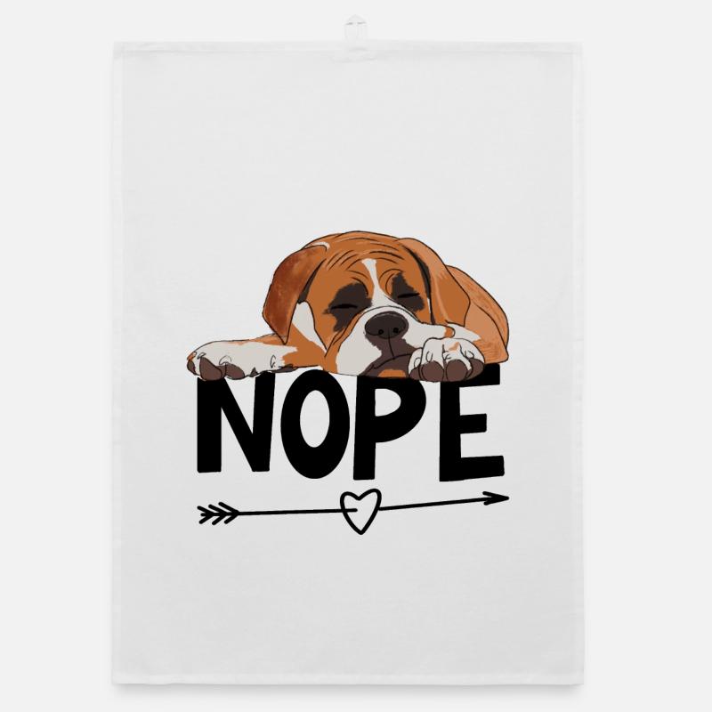 Boxer Dog Nope Organic dish towel