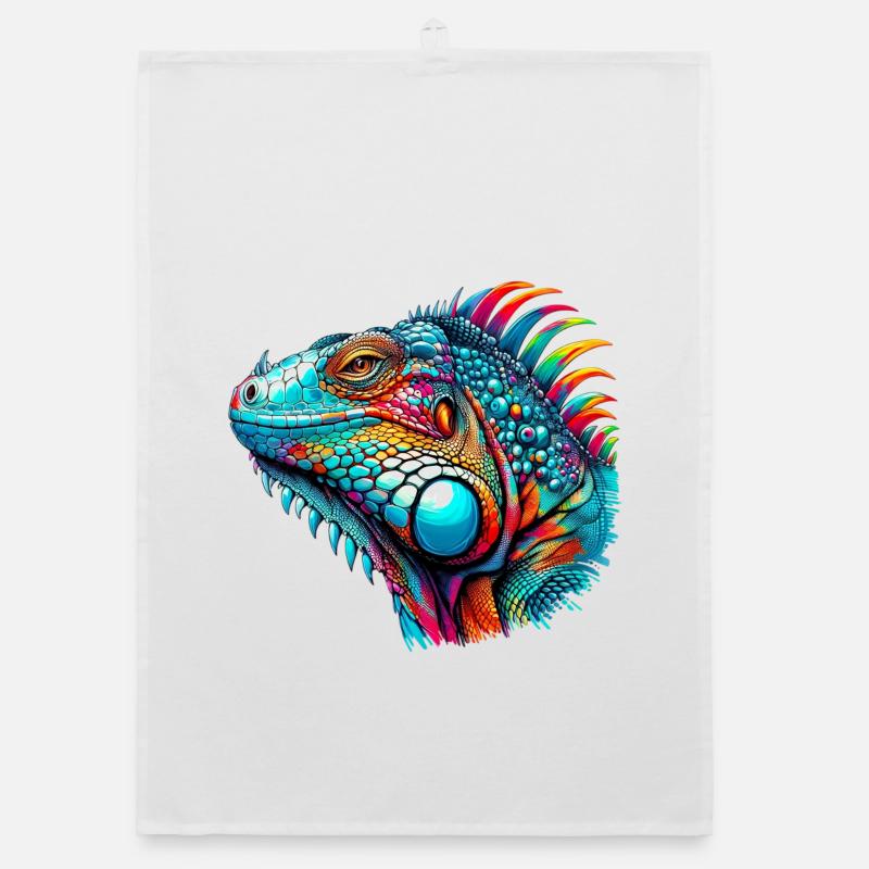 Leguan - Organic Geschirrtuch - Weiß