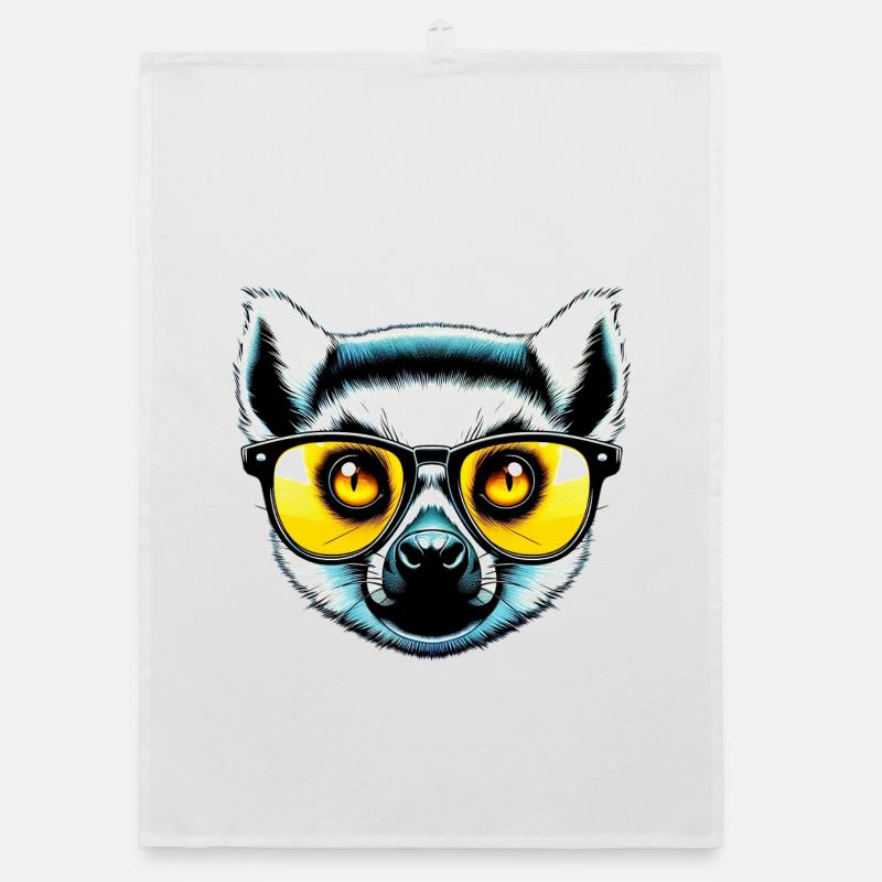 Lemur with Sunglasses Organic dish towel