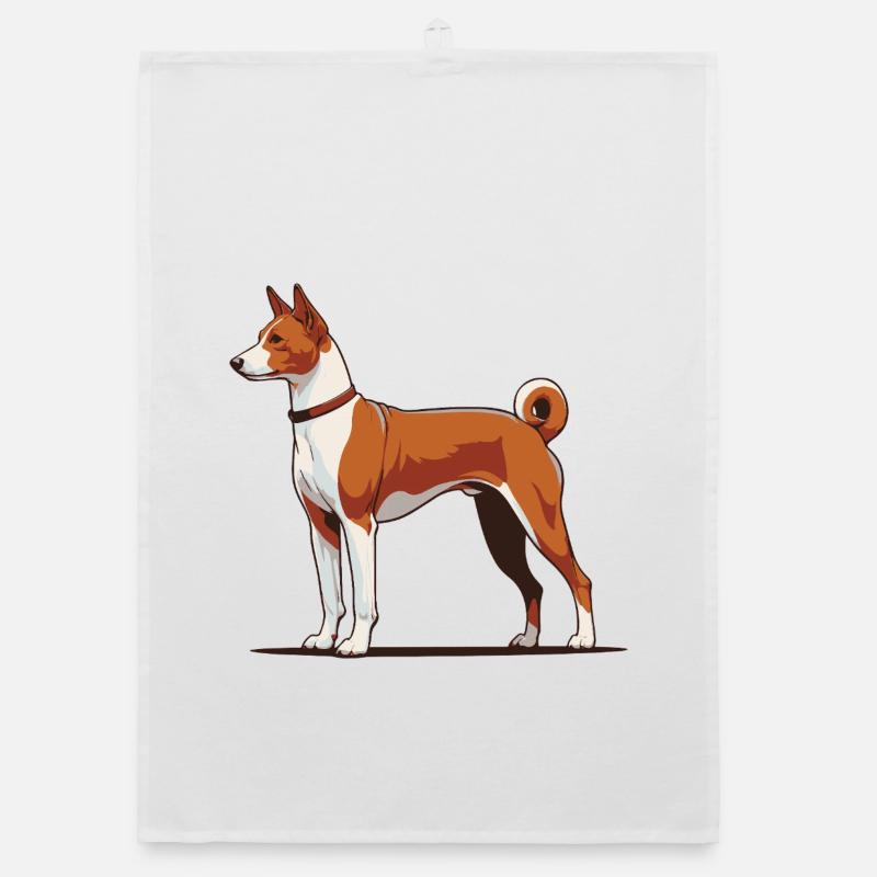 Basenji - Organic Geschirrtuch - Weiß