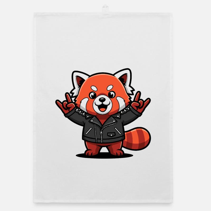 Roter Panda in Lederjacke Organic Geschirrtuch