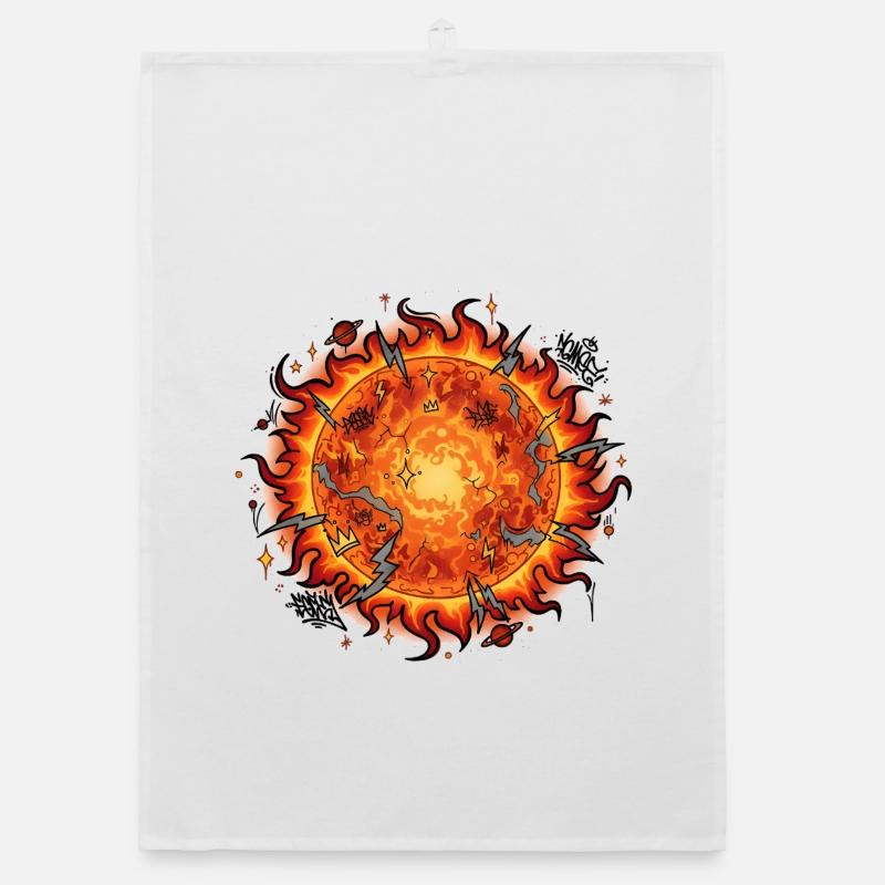 Flammender Sonnenball Explosion Organic Geschirrtuch