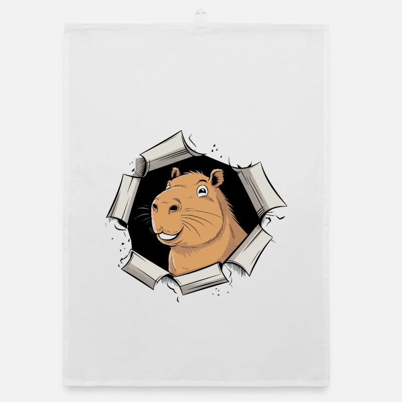 Bande dessinée Capybara – Percée pacifique - Torchon bio - blanc