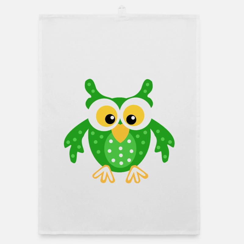 Hibou vert avec des points Torchon bio