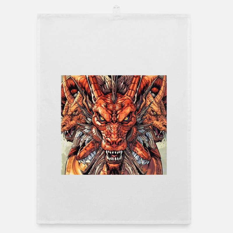 Three-headed Dragon Fireview Organic dish towel