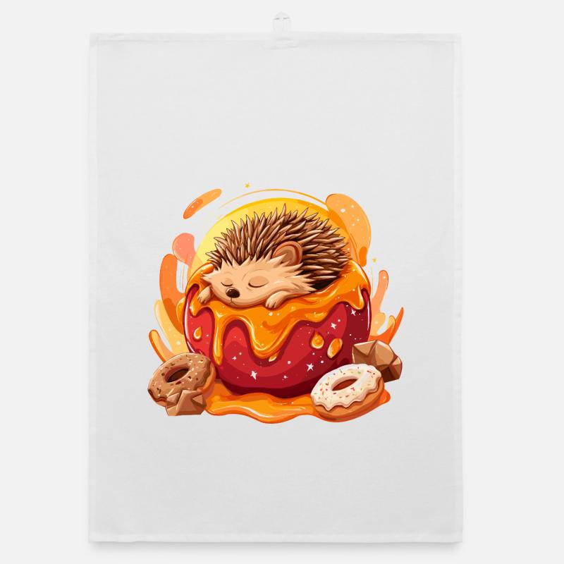 Cuddly hedgehog in a donut Organic dish towel