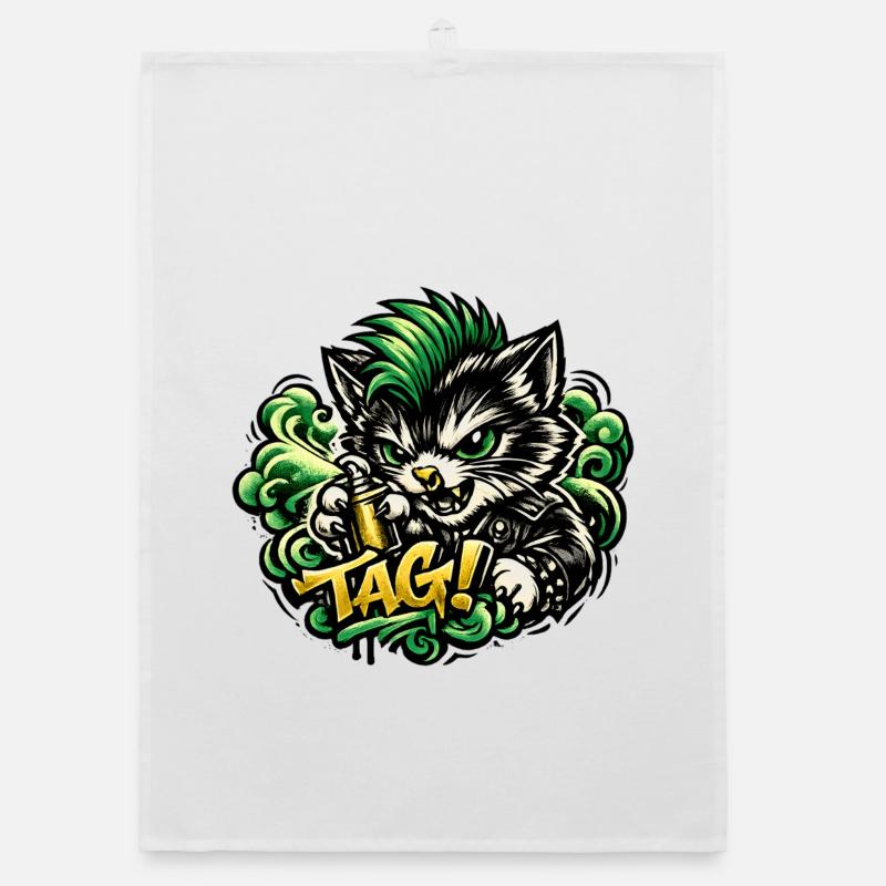 Aggressives Katzen Graffiti Organic Geschirrtuch
