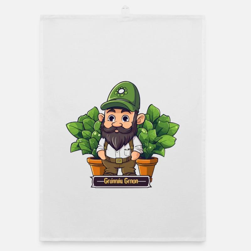 Green Gardener Gnome Comic Organic dish towel