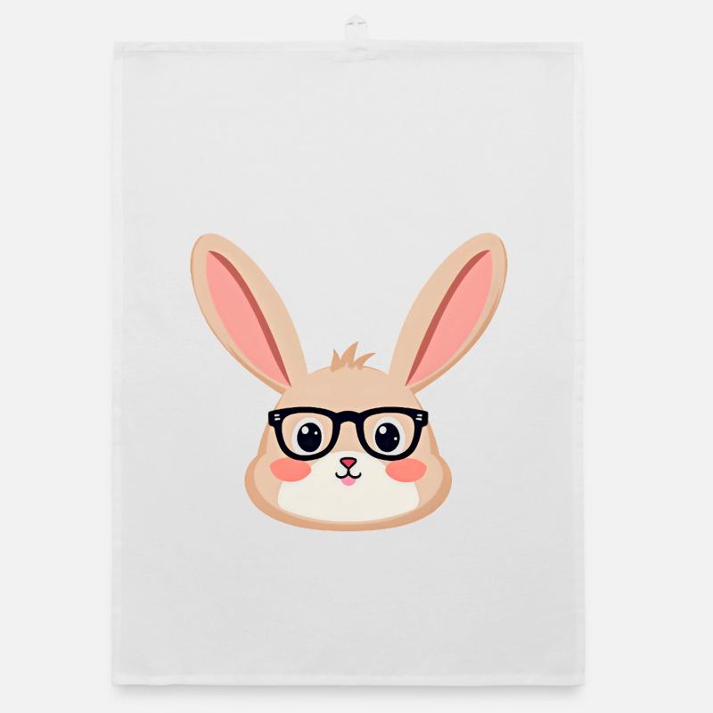Rabbit with glasses Organic dish towel