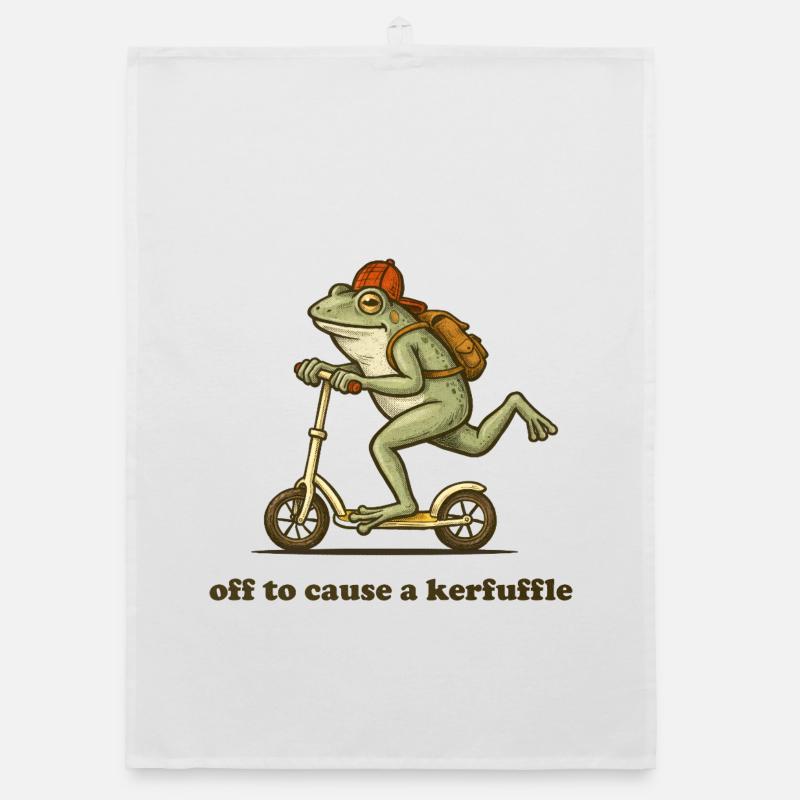Off to cause a kerfuffle  - Organic dish towel - white