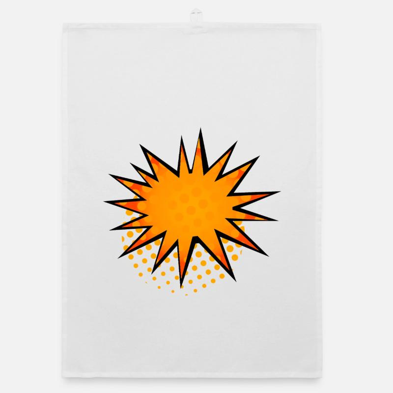 Halftone Comic Starburst Border Organic dish towel