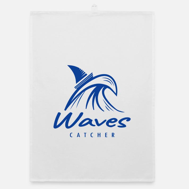 Waves Catcher Surf Graphics - Organic dish towel - white