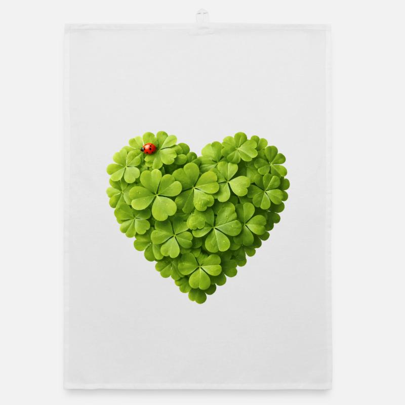 Cœur de trèfles avec Ladybug Torchon bio