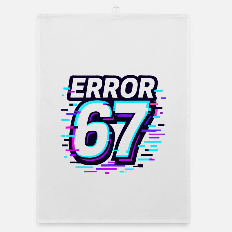 Error 67 Six Seven Glitch Cyber Meme Geschenkidee Organic Geschirrtuch