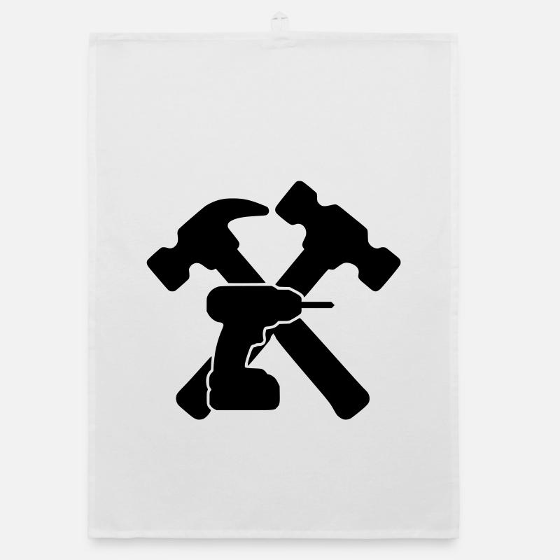 Tool Hammers Drill Silhouette Organic dish towel