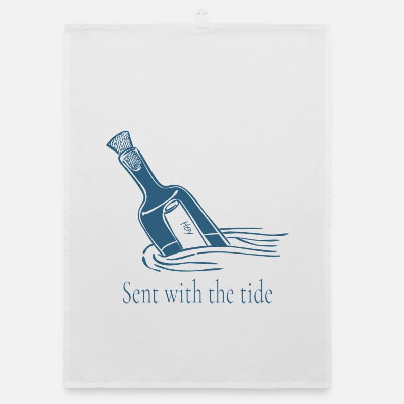 Sent With The Tide Ocean Bottle Design Organic dish towel