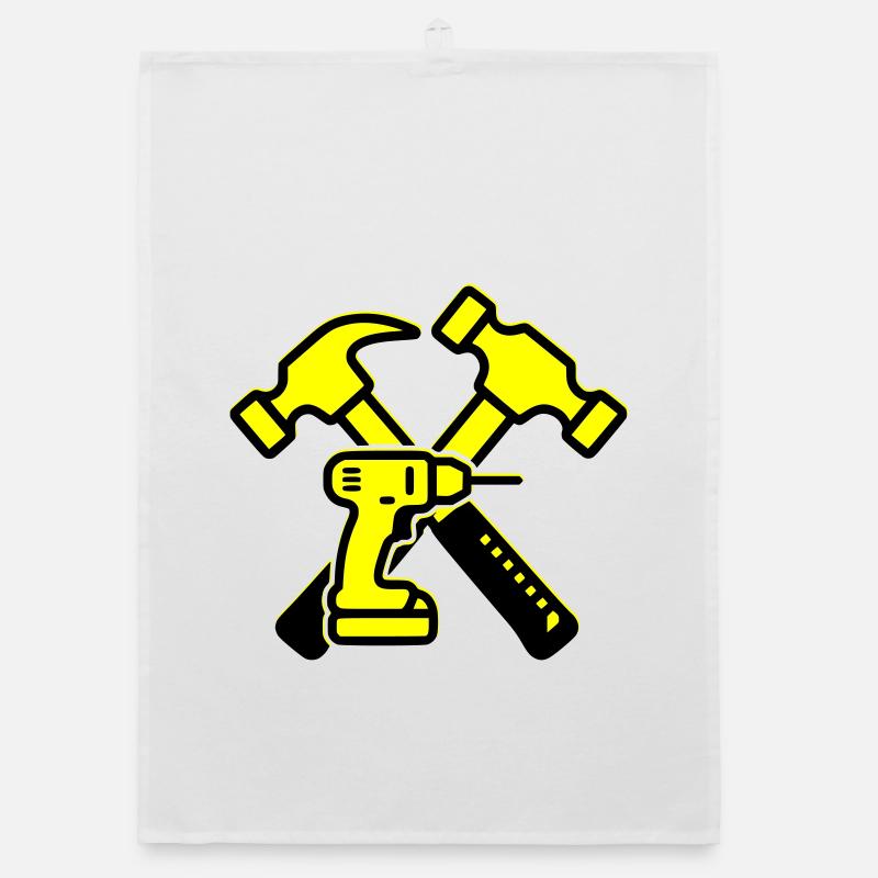 Tool Drill Hammers Yellow Organic dish towel