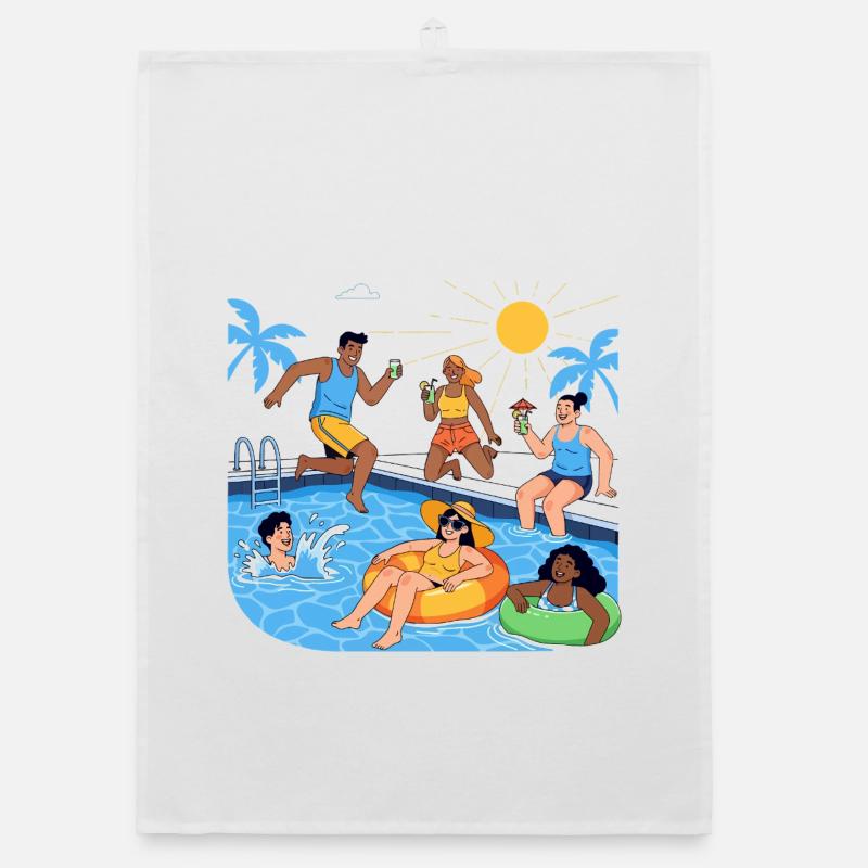 Summer Fun by the Pool Party Good Mood Organic dish towel