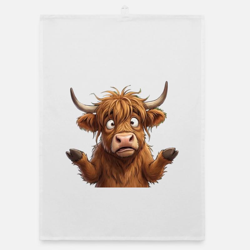 Vache Highland Amicale Cartoon Torchon bio