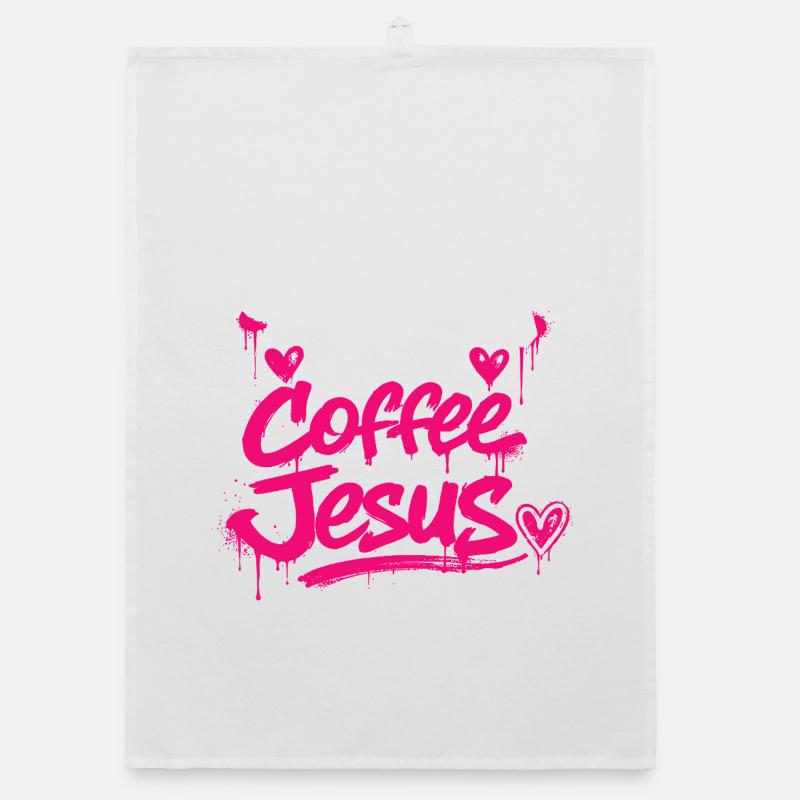 Coffee & Jesus Graffiti Design Organic dish towel