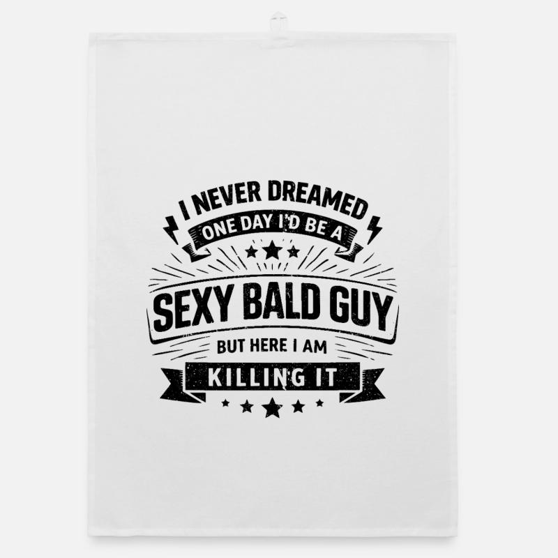 Sexy Bald Guy Glatze Spruch Vintage Retro Organic Geschirrtuch