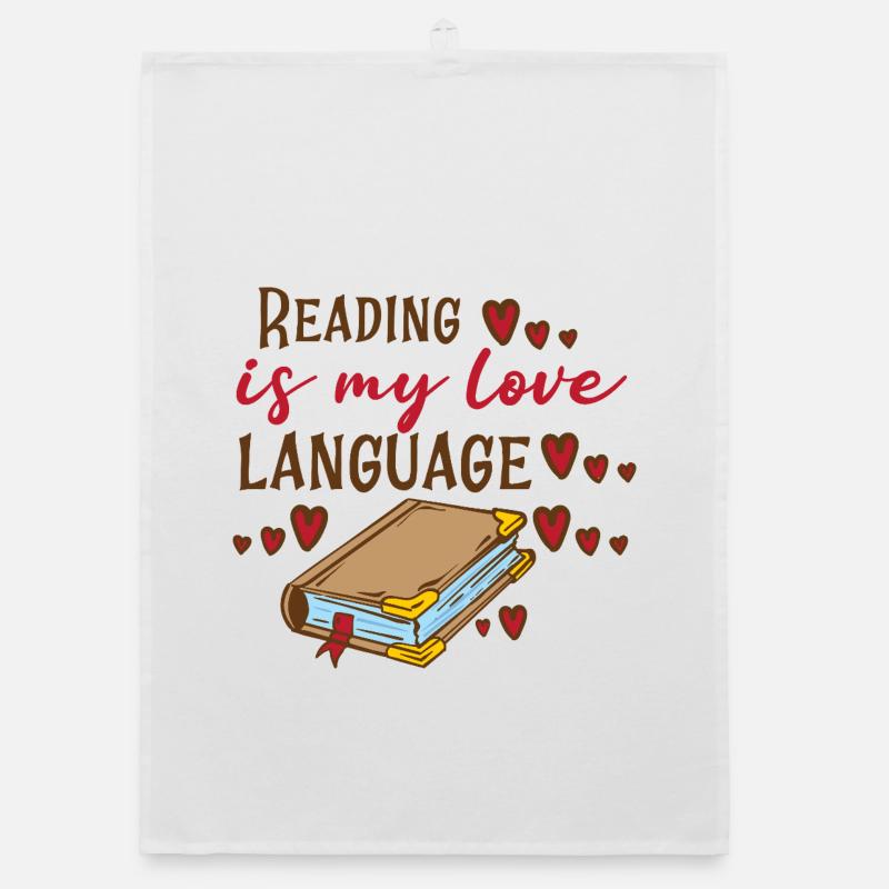 La lecture est mon langage de l’amour – Conception de livres Torchon bio