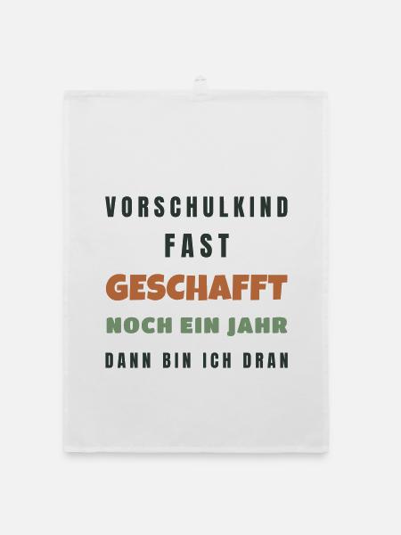 Vorschulkind fast geschafft noch ein Jahr 2026 - Organic Geschirrtuch - Weiß - Vorne