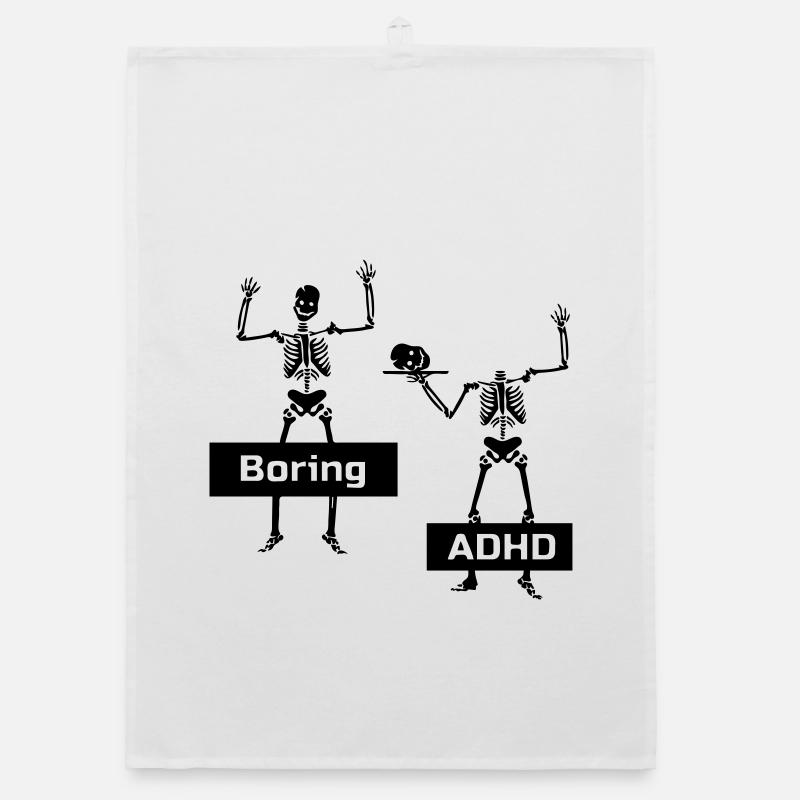 Boring vs ADHD - Organic dish towel - white