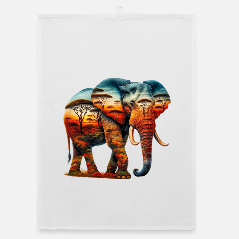 Elefant - Organic Geschirrtuch - Weiß