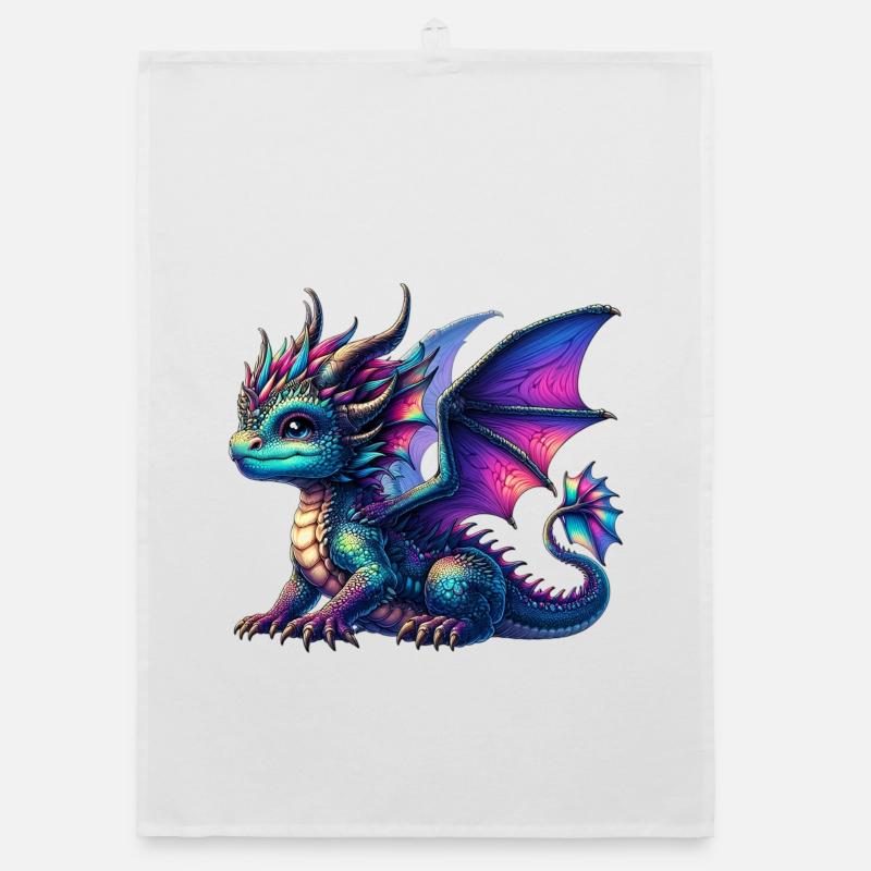 Dragon - Torchon bio - blanc