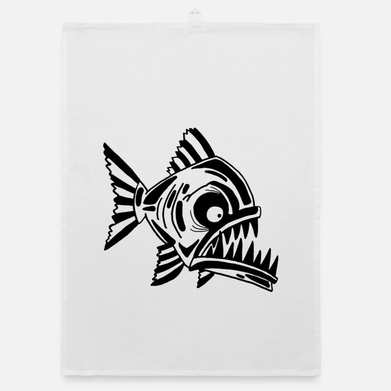 Fleischfressender Schwarzfisch Organic Geschirrtuch