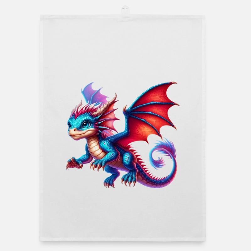 Drache - Organic Geschirrtuch - Weiß