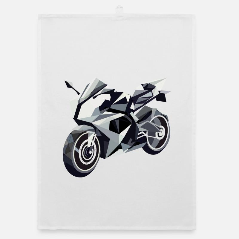 Futuristic motorcycle in geometric design Organic dish towel