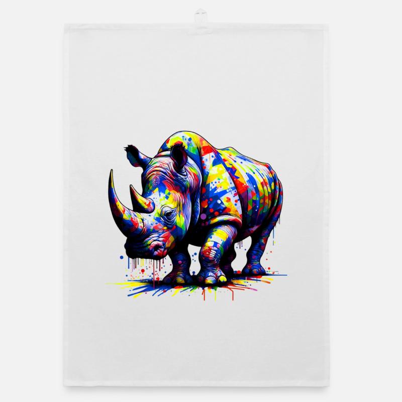 Nashorn - Organic Geschirrtuch - Weiß