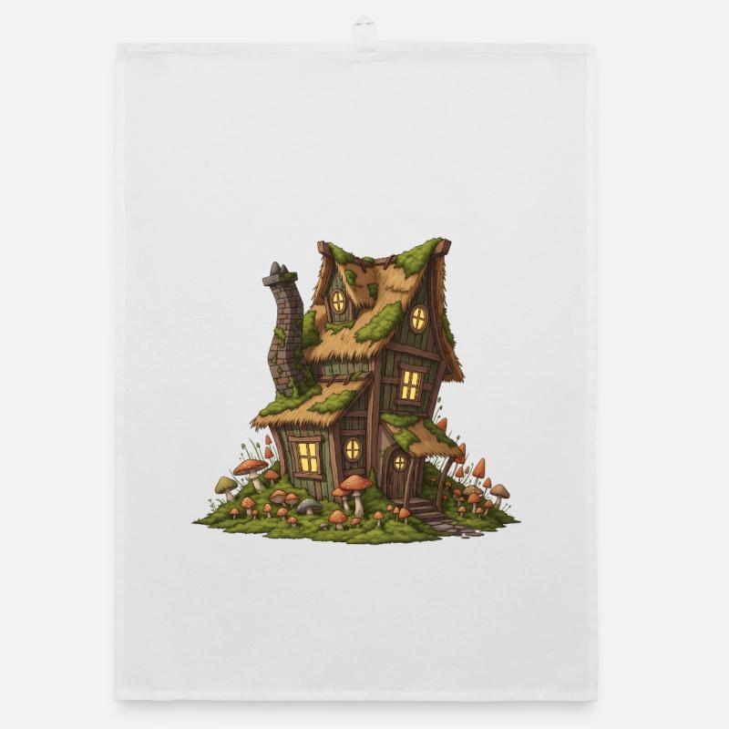 Fabuleuse maison forestière avec champignons Torchon bio