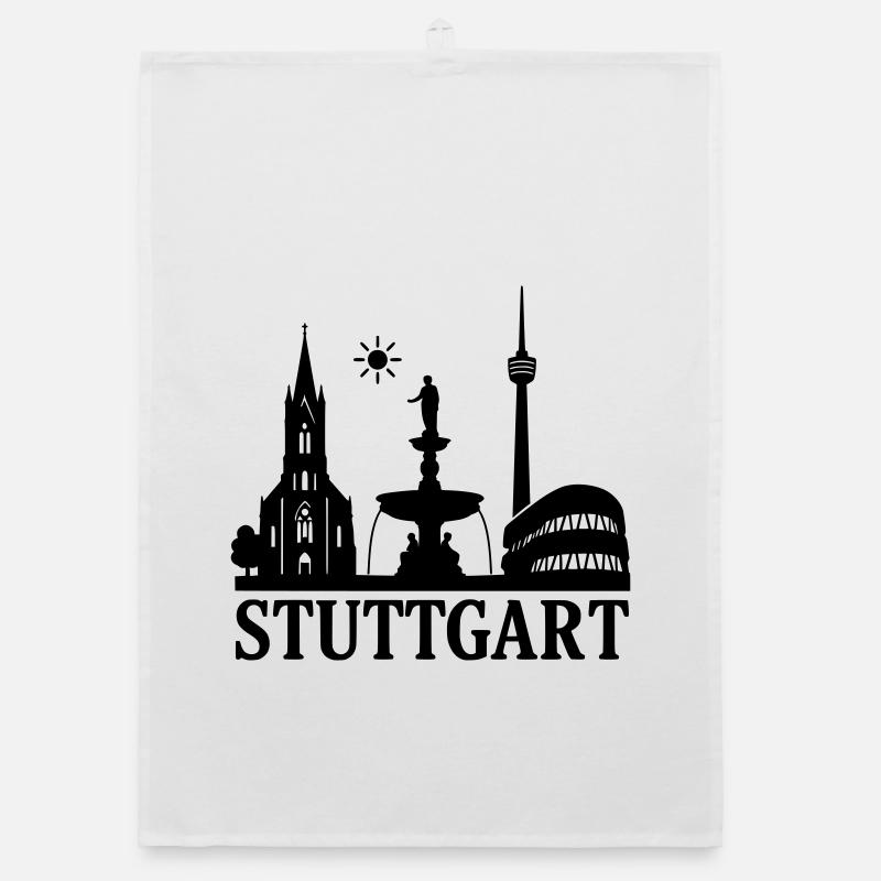 stuttgart silhouette wahrzeichen Organic Geschirrtuch