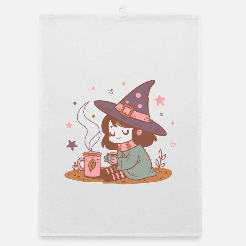 Pastel Tea Witch Organic dish towel