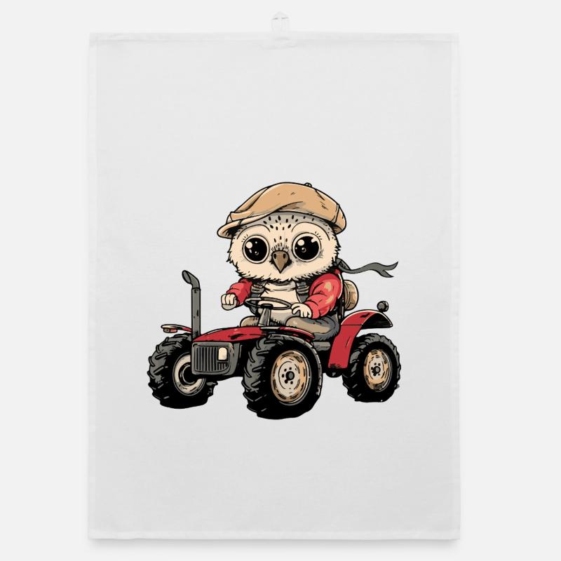 Eule Traktor Farmer Organic Geschirrtuch