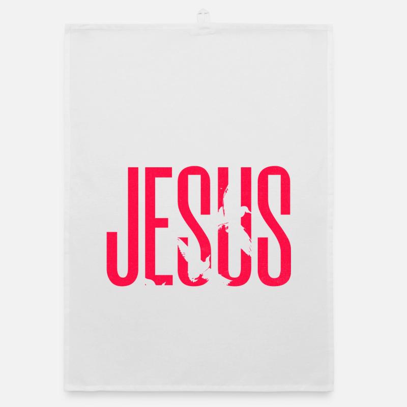 Jesus-Tauben-Typografie Organic Geschirrtuch