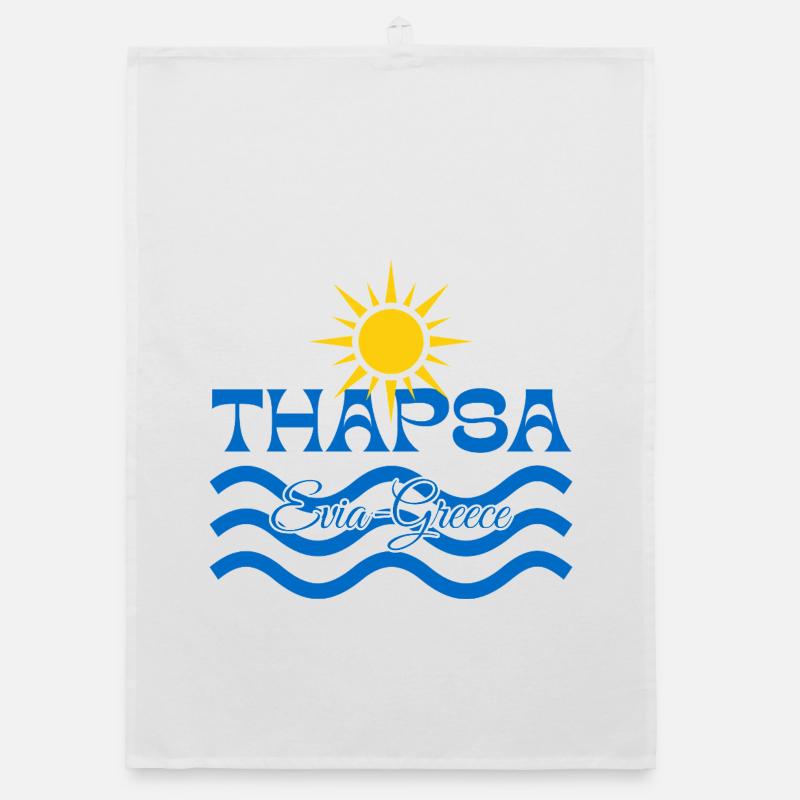 Thapsa Evia Greece Sun Waves - Organic dish towel - white