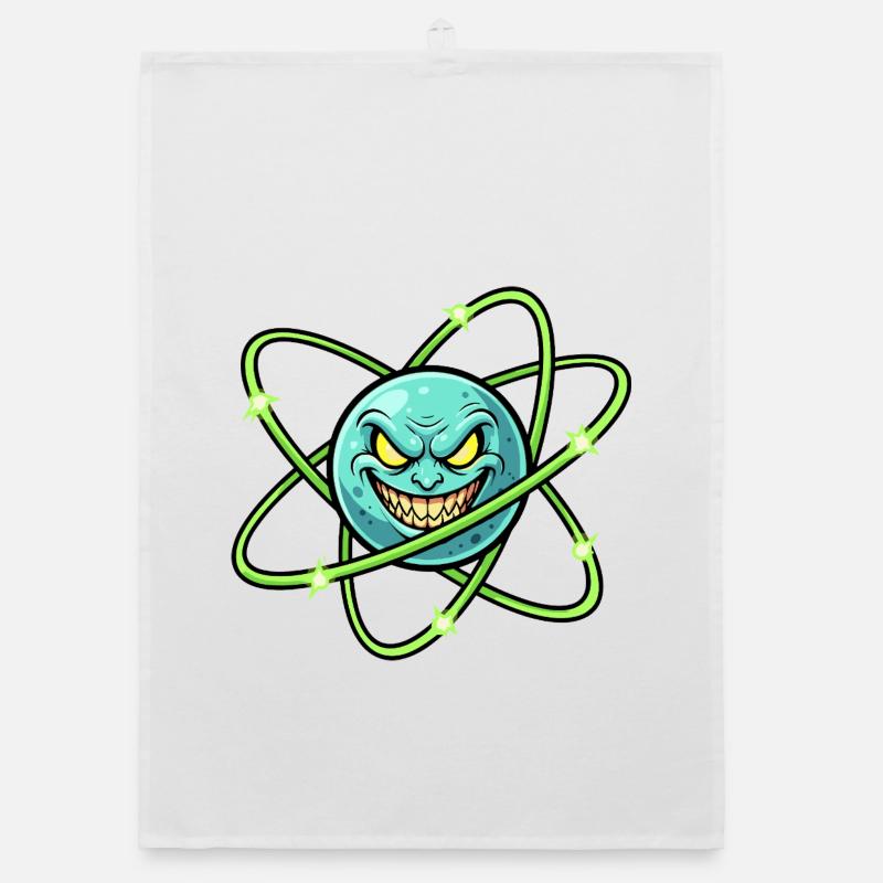 Grimmiger Mond mit Atomring Organic Geschirrtuch