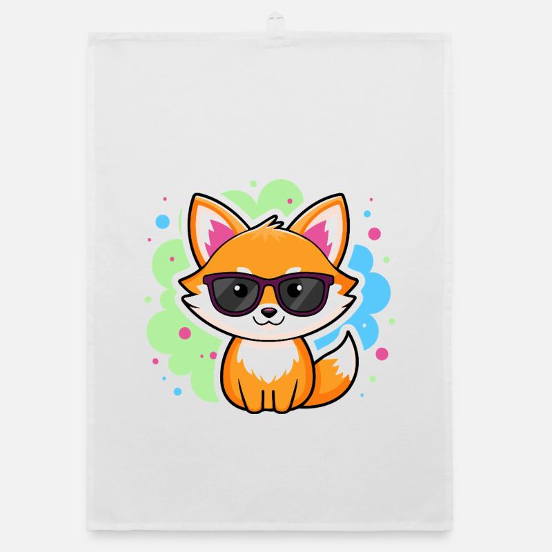 Fox Pop Glasses Organic dish towel